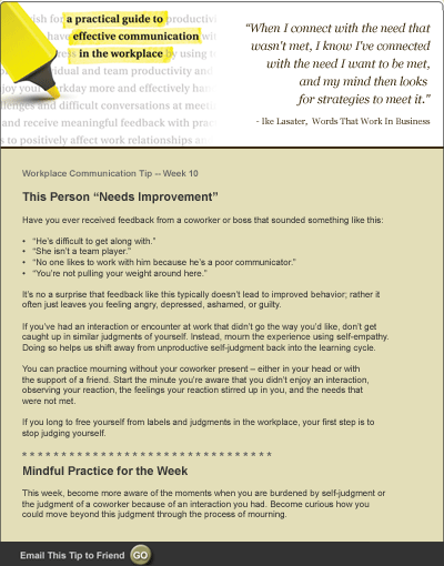 Workplace Communication Weekly Tip Series Example